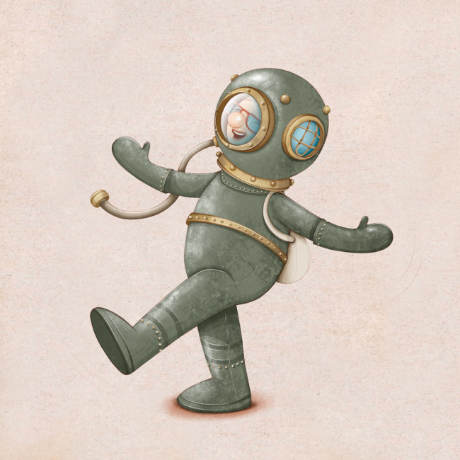 Grandma in a diving suit